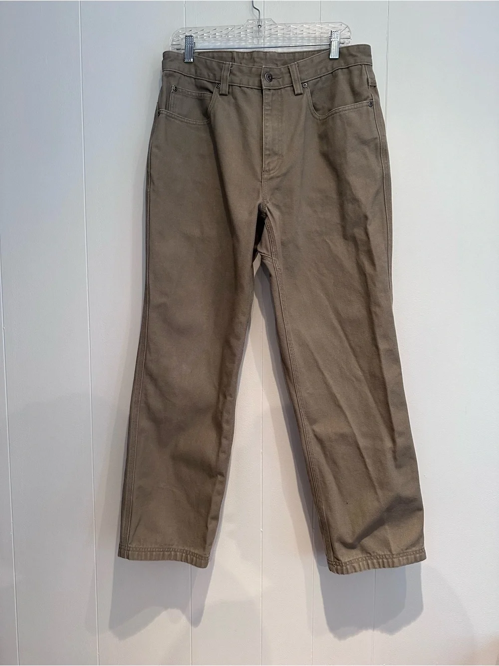 Duluth Trading Co Khaki Work Pants 34x30 Cotton Straight Leg Utility EUC